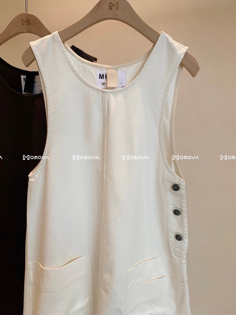 MHL Ivory Twill Patch-Pocket Pinafore Dress – photograph 1