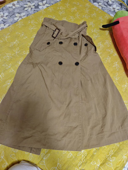 ARKET Khaki Buttoned Wrap Skirt