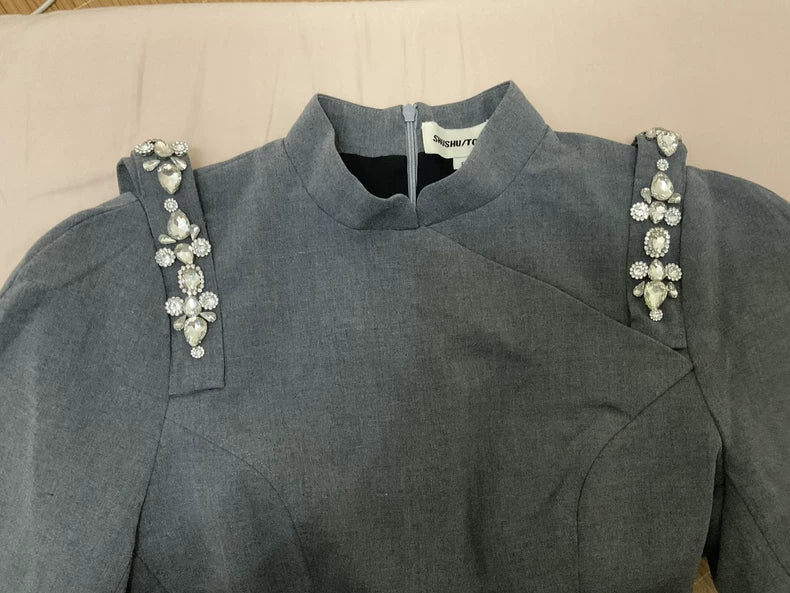 Crystal shoulder dress detail