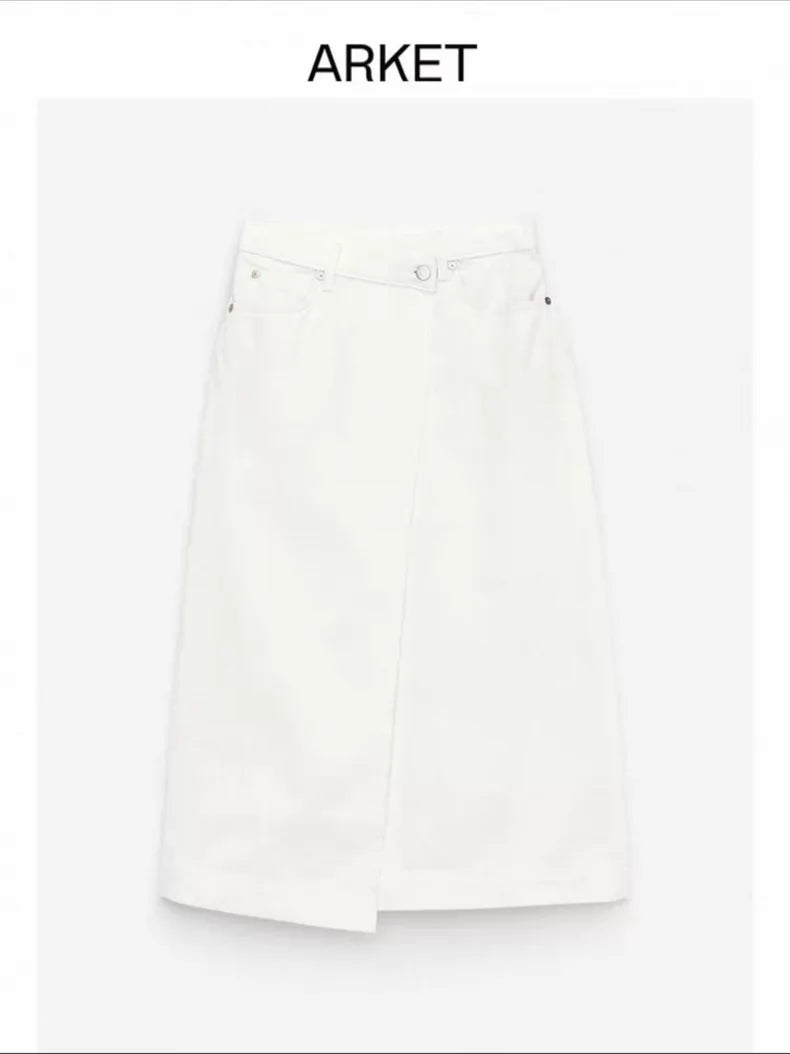 ARKET High-Waisted Denim Wrap Skirt