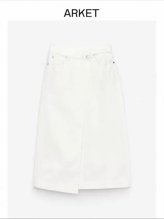 ARKET High-Waisted Denim Wrap Skirt