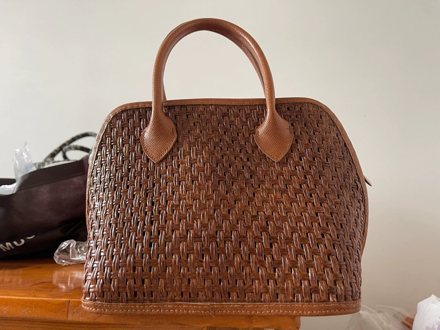 Japanese Vintage Woven Genuine Leather Bag — original seller image 2