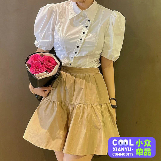 Ochirly cropped short-sleeve top - front view