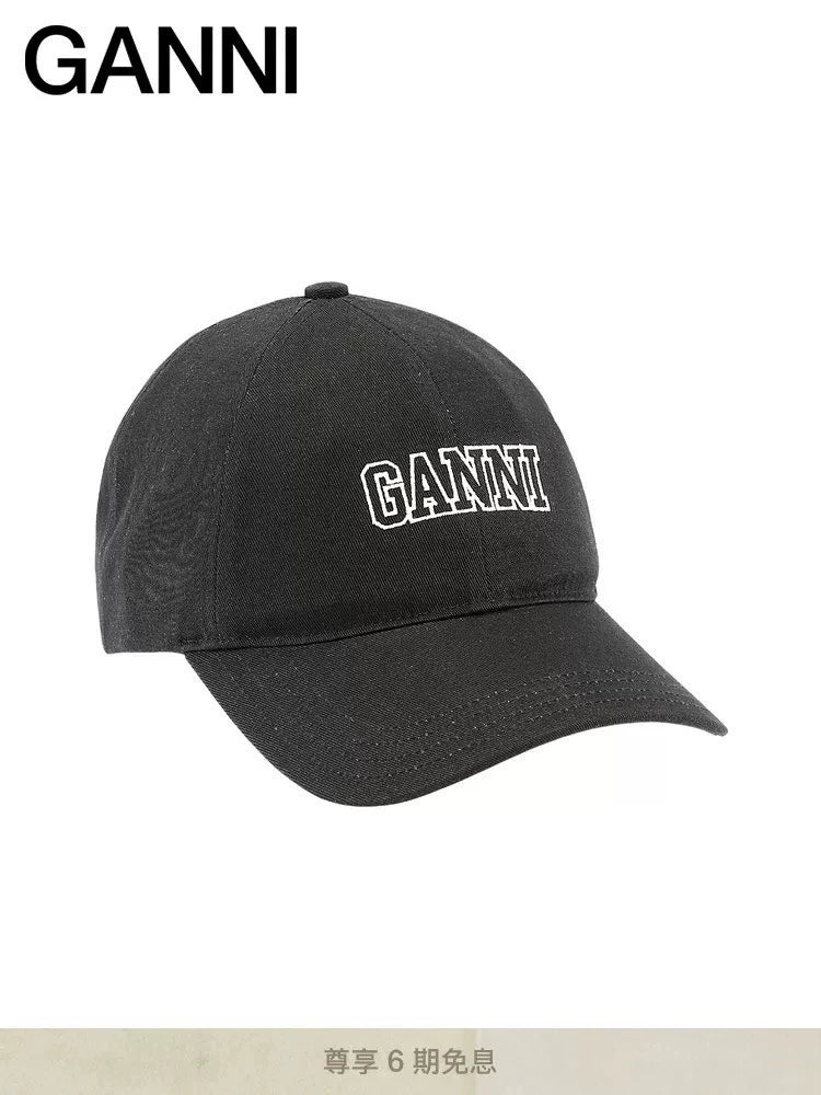 GANNI Black Embroidered Cap — product detail 4