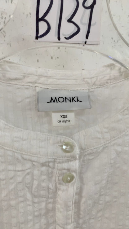 MONKI White Embroidered Cotton Tunic Dress