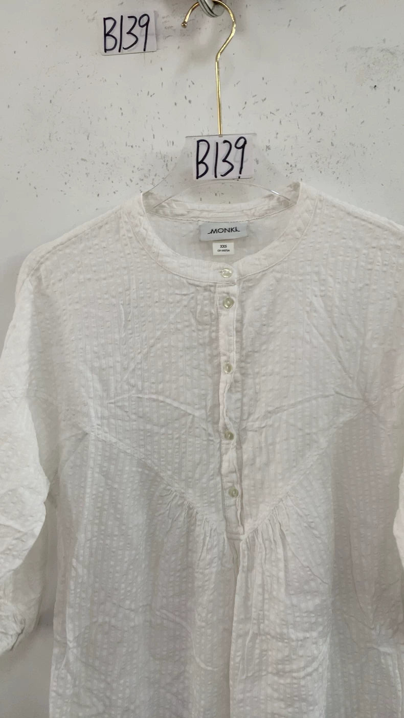 MONKI White Embroidered Cotton Tunic Dress