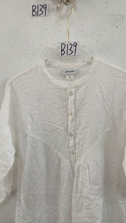 MONKI White Embroidered Cotton Tunic Dress