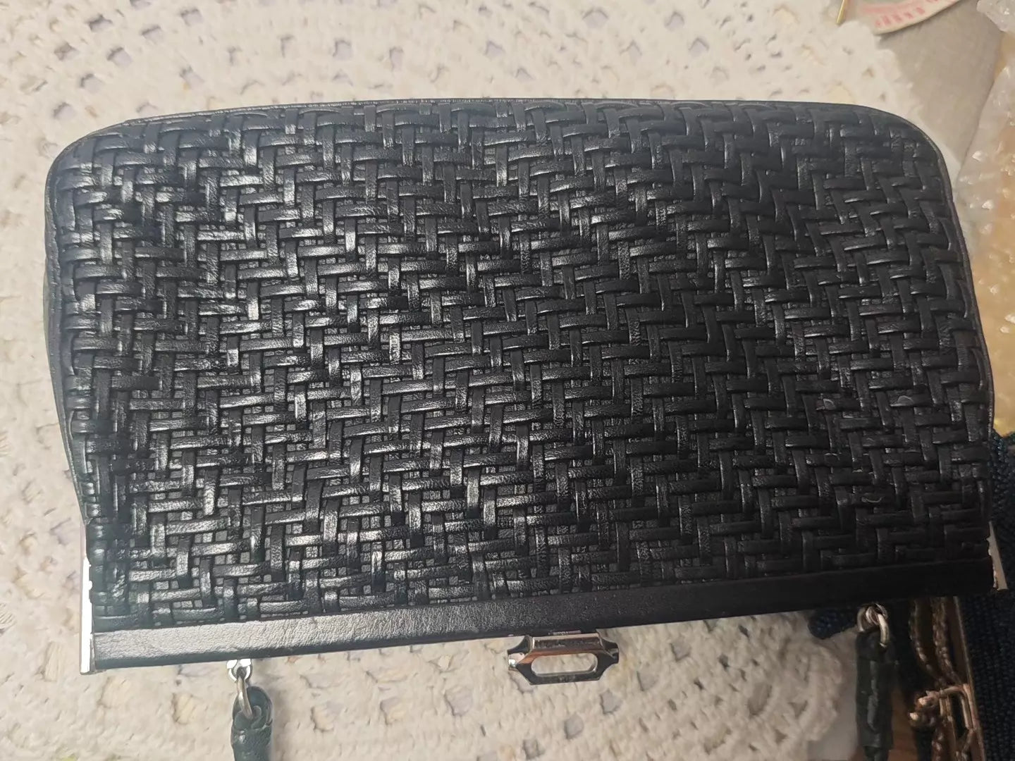 Japanese Vintage Woven Leather Evening Clutch — original seller image 4