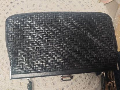 Japanese Vintage Woven Leather Evening Clutch — original seller image 4