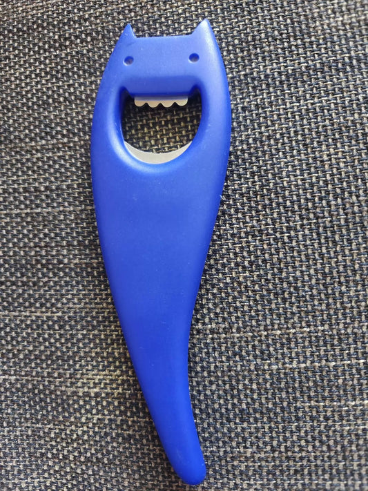 Alessi Diabolix Blue Bottle Opener — front view