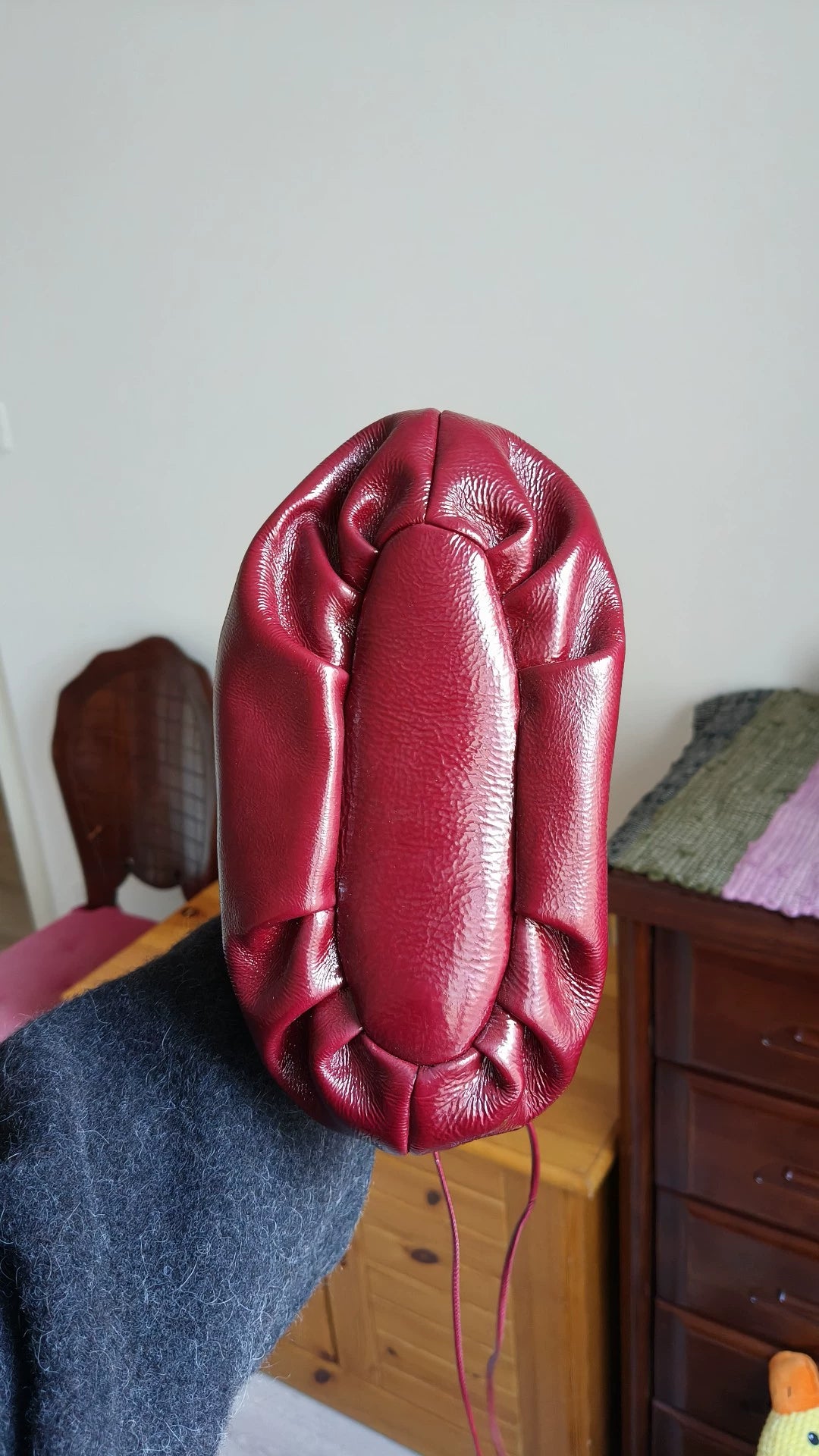 HEREU Burgundy Woven-Handle Bag — product detail 3