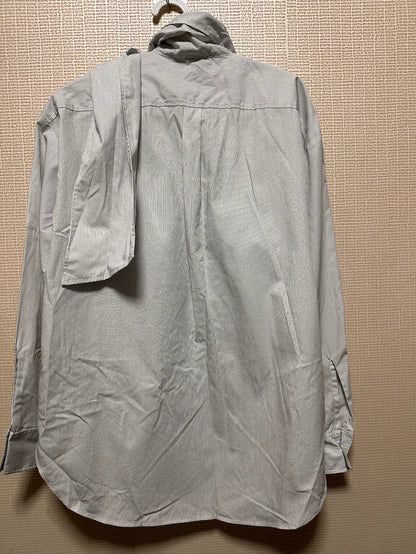 ARKET Grey Striped Scarf-Neck Shirt