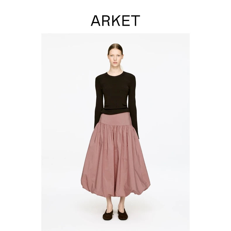 ARKET Pink Cotton Balloon Skirt