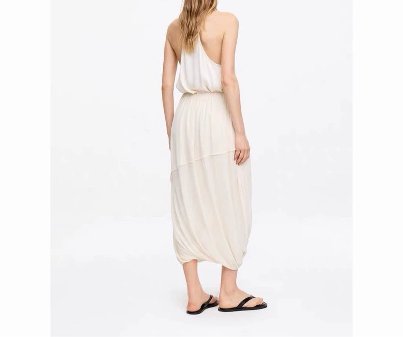 ARKET Cream Asymmetric Gathered Skirt