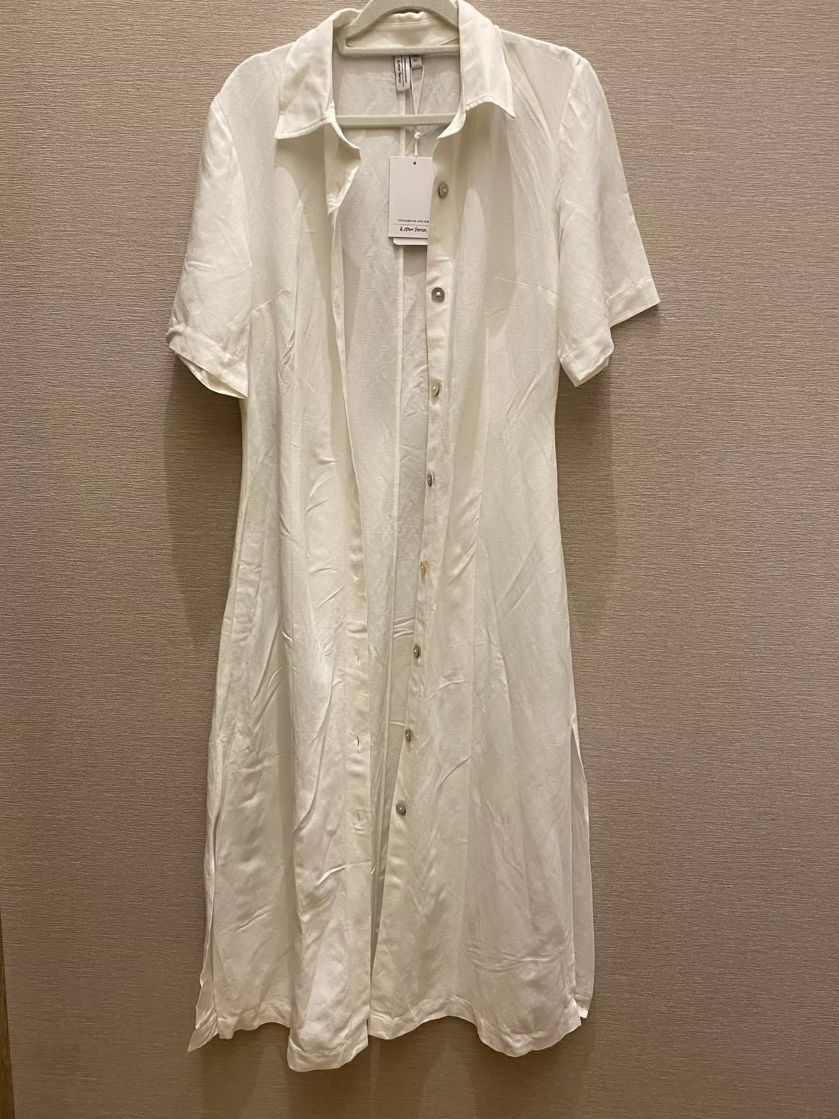 ARKET White Linen Shirt Dress — front view