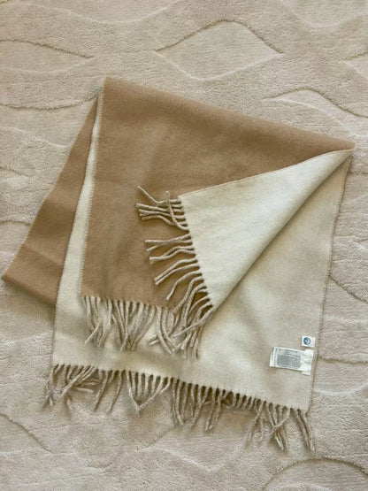 ARKET Reversible Cream and Khaki Wool Scarf