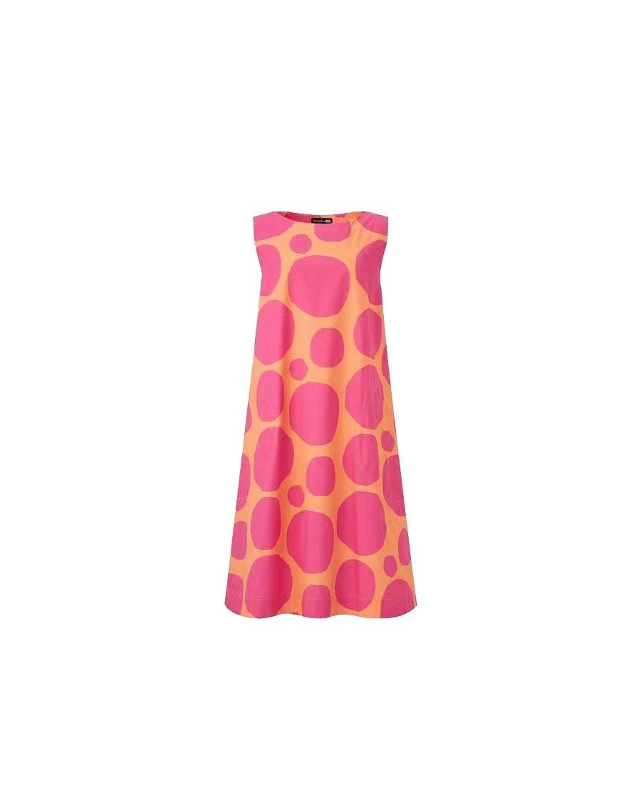 Uniqlo × Marimekko Pink-Orange Printed Dress — front view