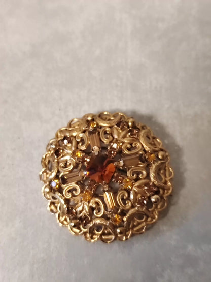 Antique Czech Multicolour Rhinestone Brooch — original seller image 4
