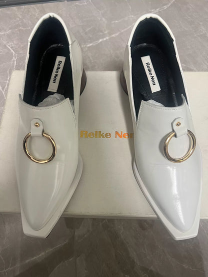 Reike Nen White Leather Ring-Detail Shoes – photograph 1