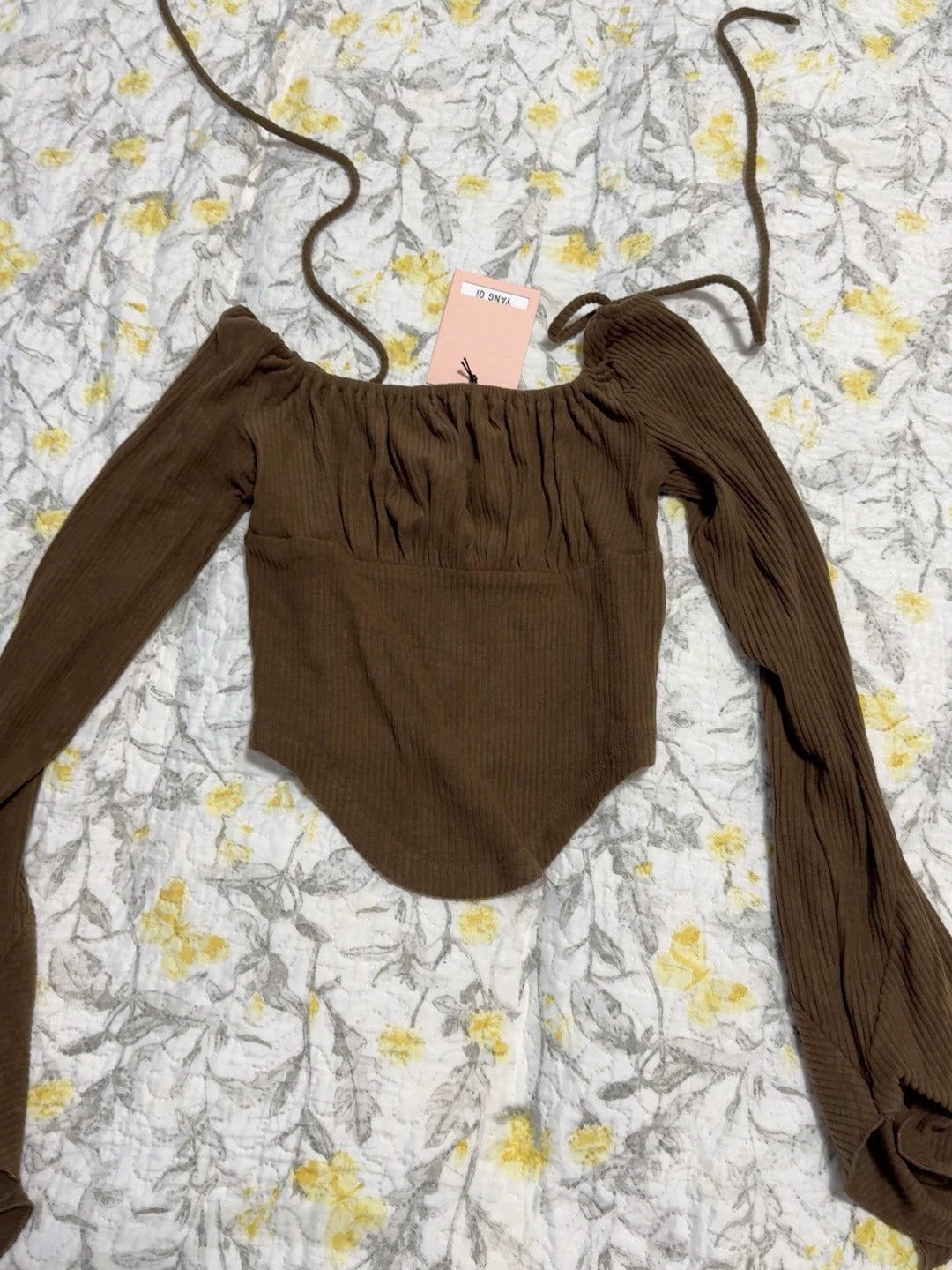 O2i by YangQi Brown Off-Shoulder Top – S — original seller image 2