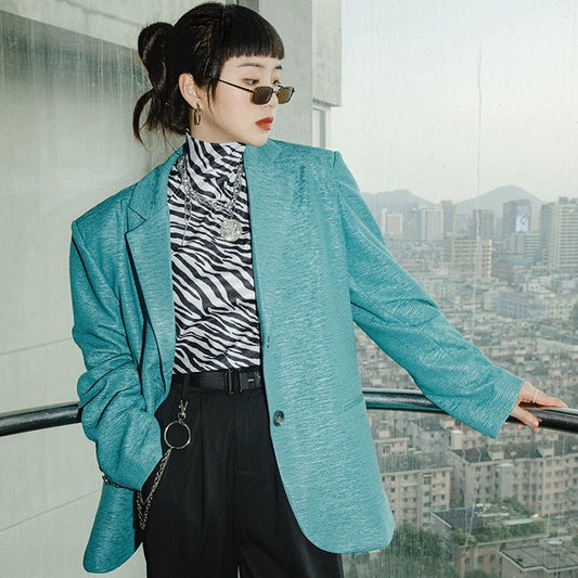 Teal Drop-Shoulder Blazer