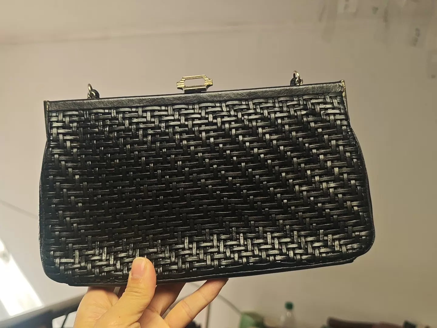 Japanese Vintage Woven Leather Evening Clutch — original seller image 1