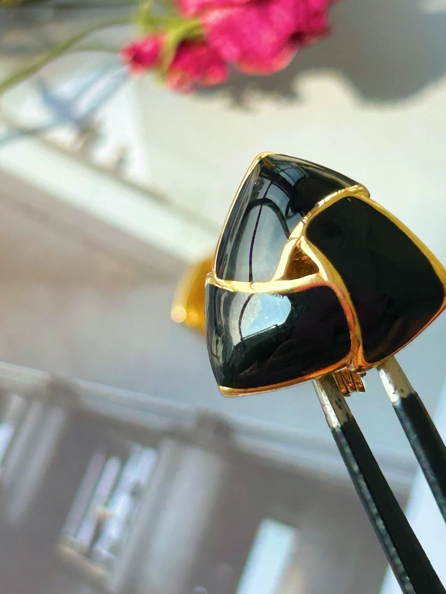 Monet Black and Gold Triangle Clip-On Earrings — product detail 7