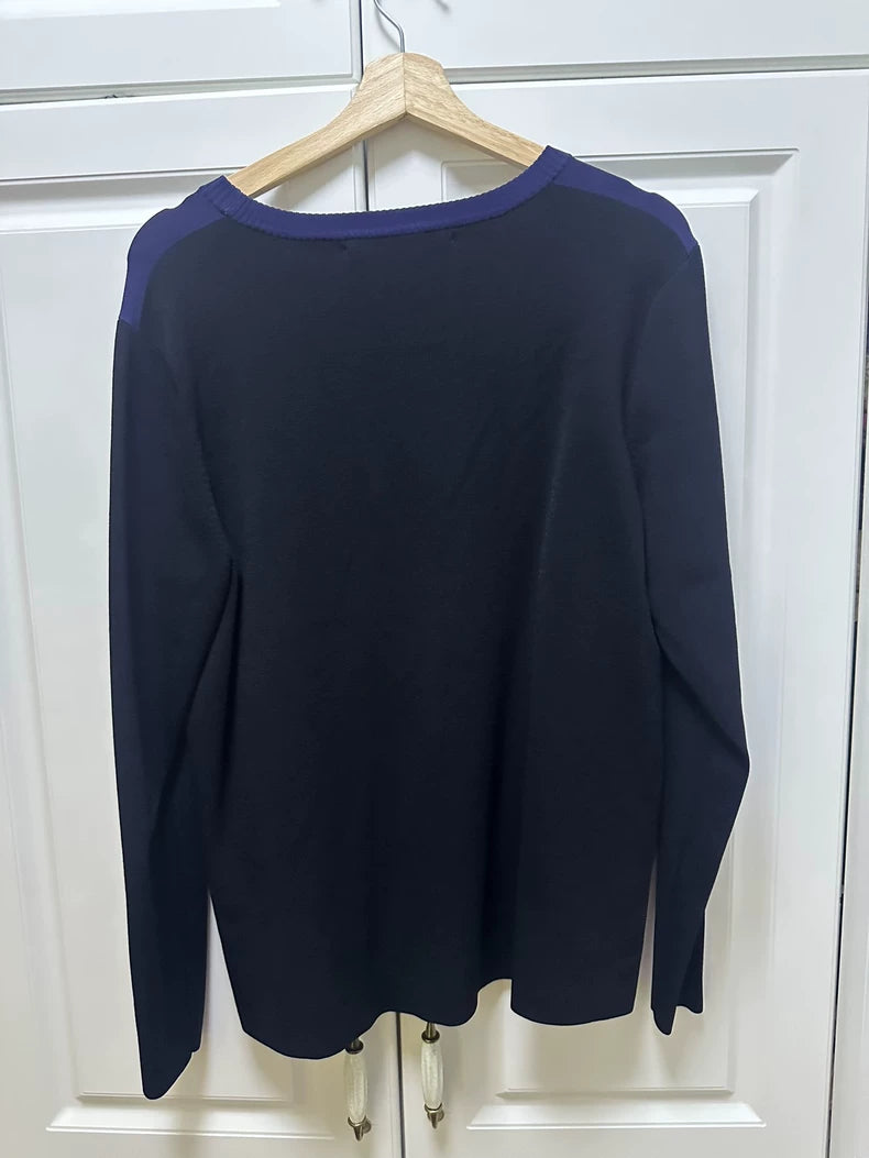 & Other Stories Navy Bow-Detail Knit Top
