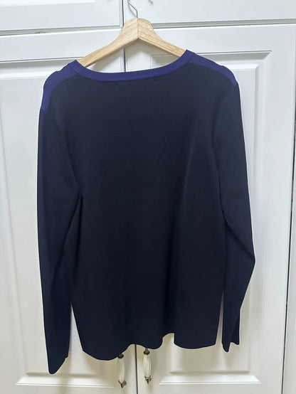 & Other Stories Navy Bow-Detail Knit Top