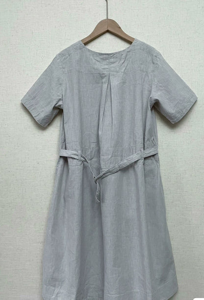 MHL Grey Linen-Cotton A-Line Dress – photograph 2