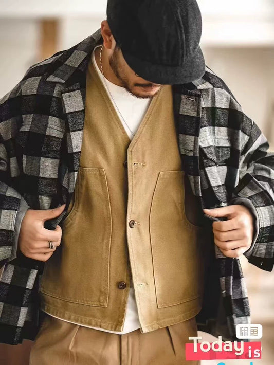 Khaki Cotton Hunting Vest