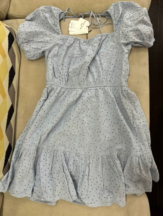 & Other Stories Blue Cotton Bow-Detail Dress