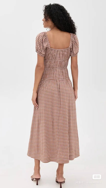 Reformation Rhett Check Midi Dress — product detail 2