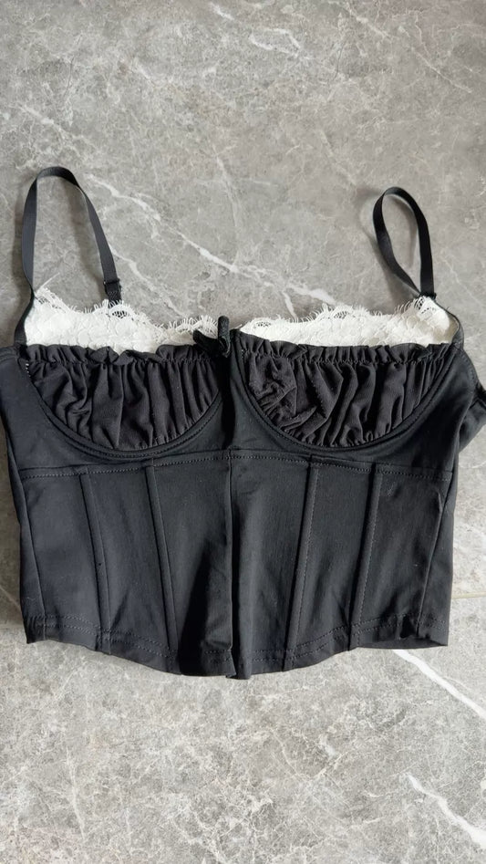 Black Lace Boned Camisole