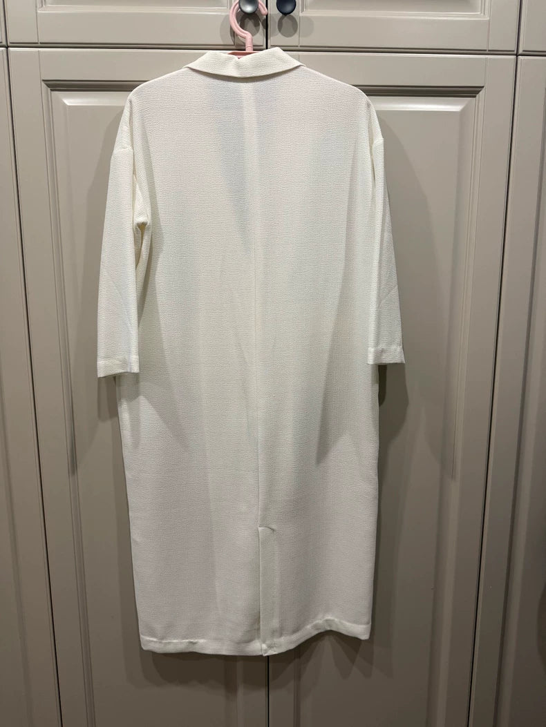 MONKI White Long Open Cardigan