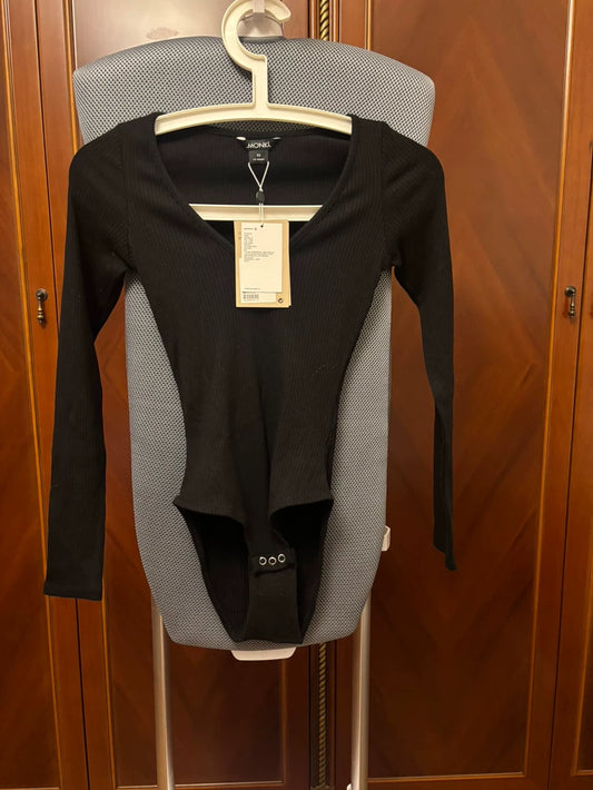 MONKI Black Stretch Long-Sleeve Bodysuit