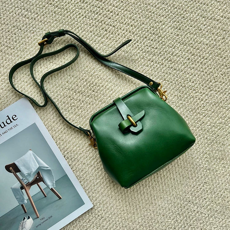 Vintage Green Full-Grain Leather Doctor Bag — original seller image 1