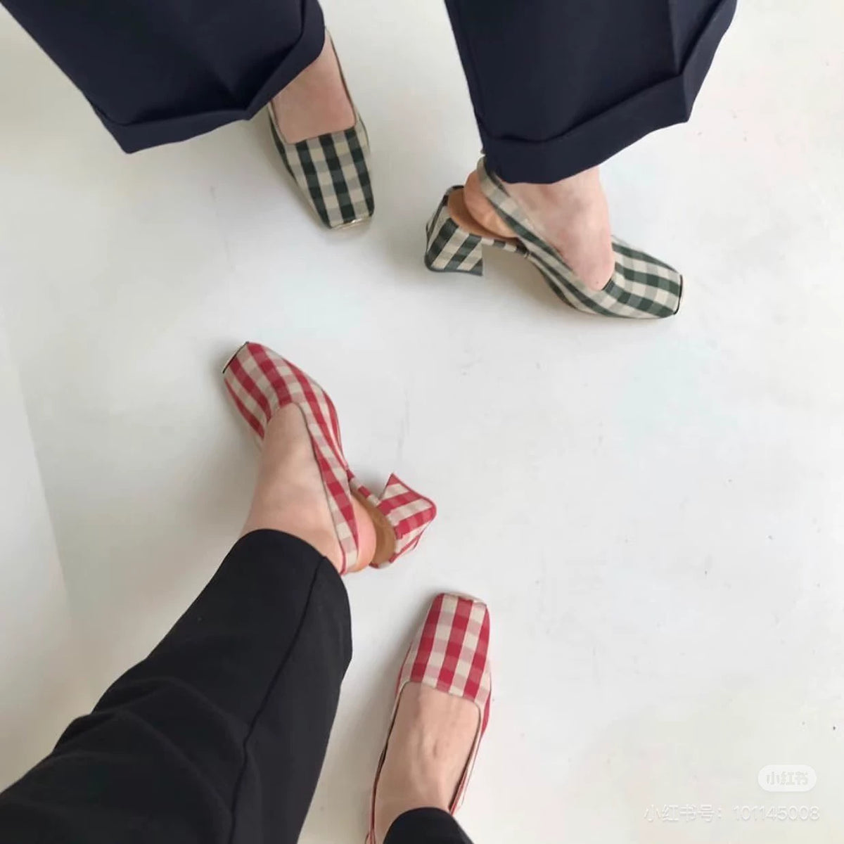 Miista Canar Check Slingback Shoes — front view