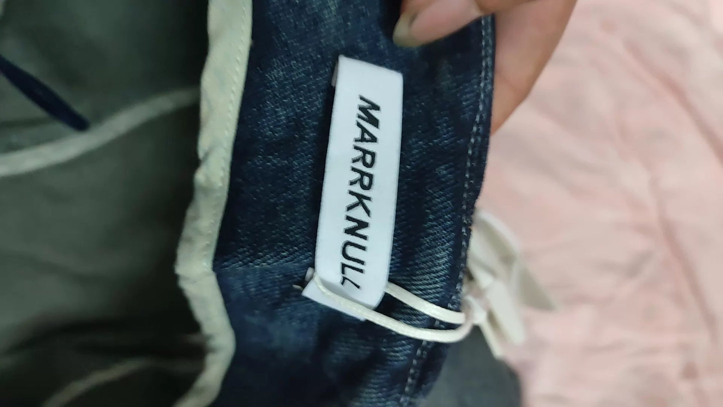 MARRKNULL Washed Dark Blue Denim Strapless Dress — original seller image 4