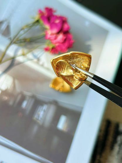 Monet Black and Gold Triangle Clip-On Earrings — product detail 5