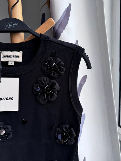 SHUSHU TONG crystal flower sequin vest
