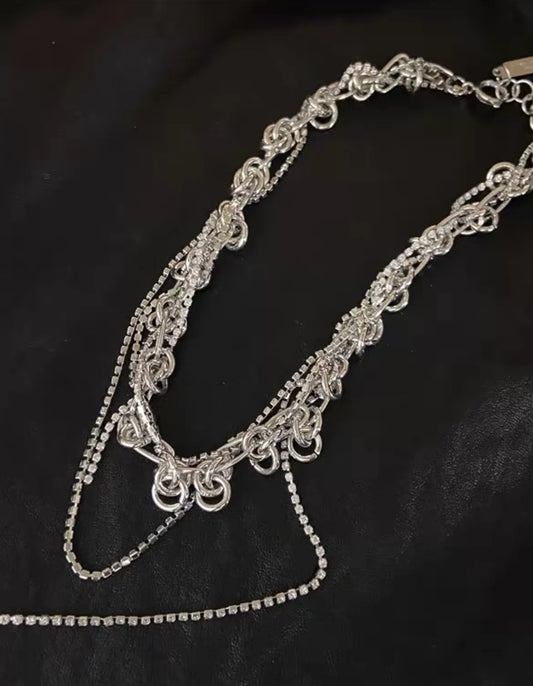 Justine Clenquet Layered Crystal Knot Necklace — original seller image 1
