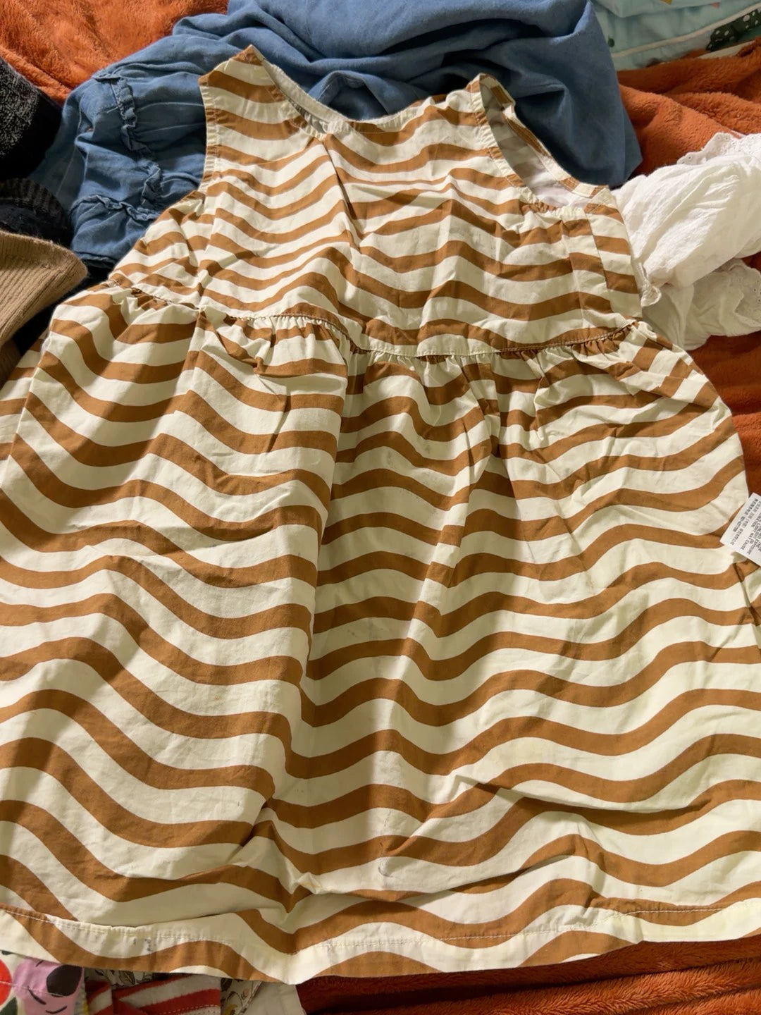Uniqlo × Marimekko Beige Wave-Print Dress — front view