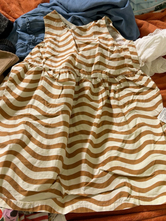 Uniqlo × Marimekko Beige Wave-Print Dress — front view