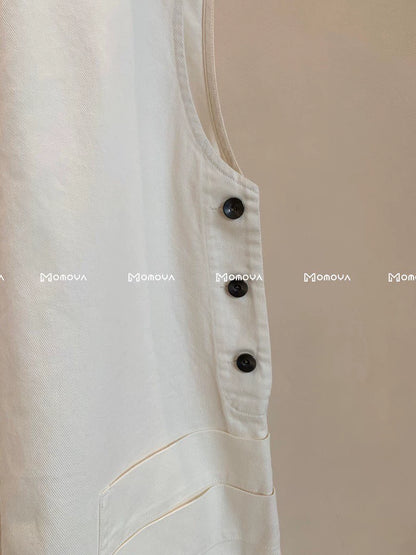 MHL Ivory Twill Patch-Pocket Pinafore Dress – photograph 2