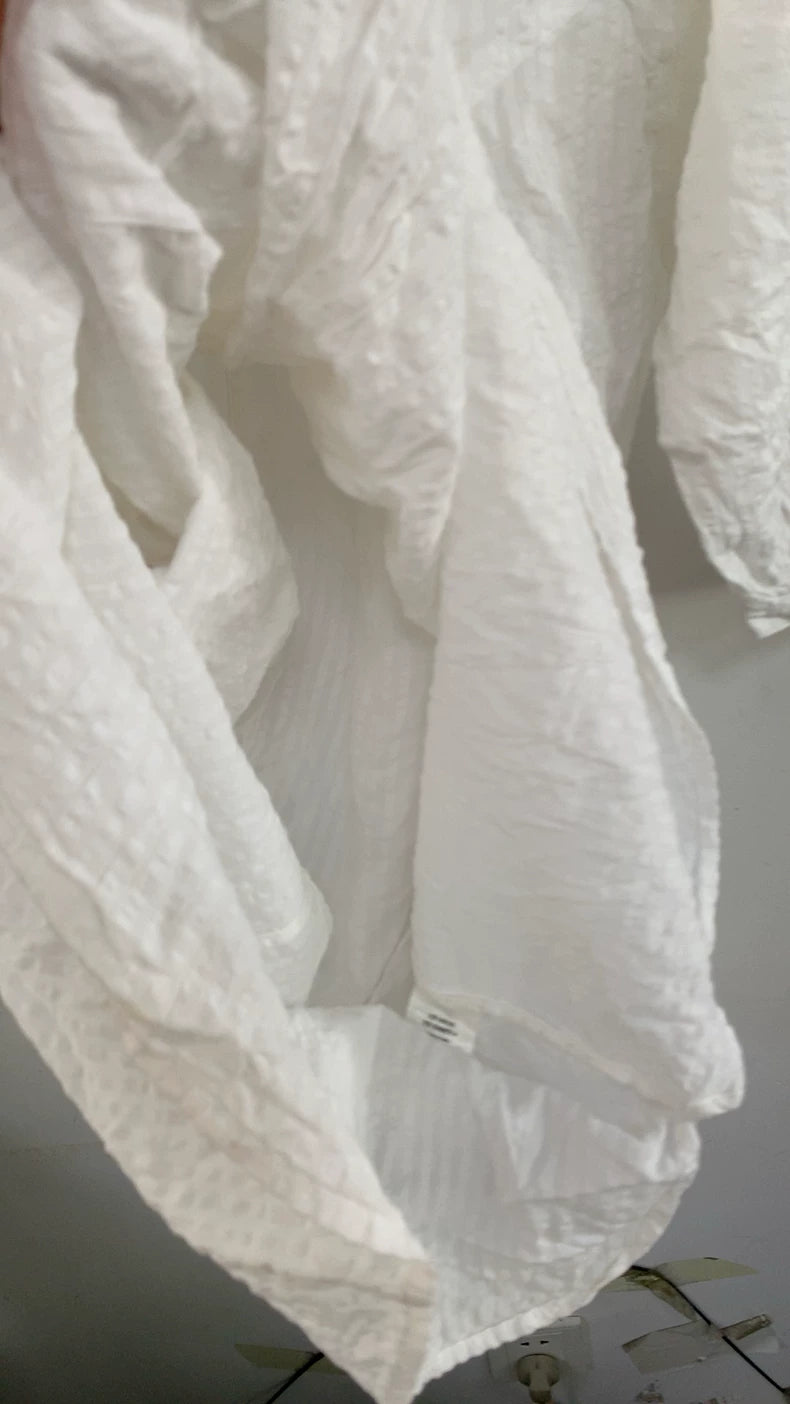 MONKI White Embroidered Cotton Tunic Dress