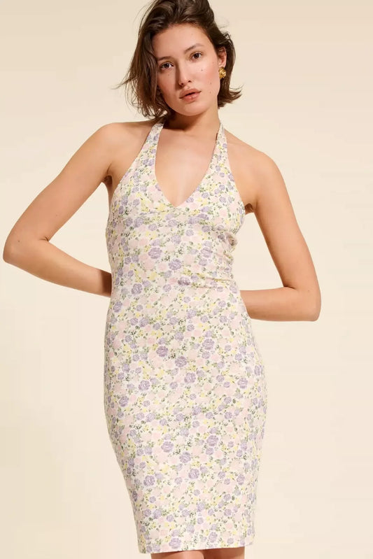 Rouje Ethel Pink-Lilac Halter Dress — front view
