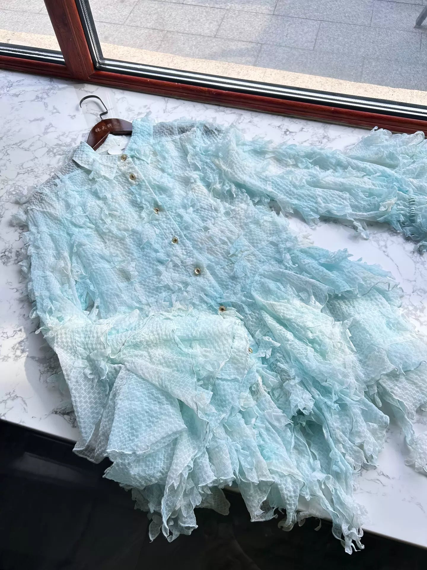 Zara x Susan Fang Blue Fringe Shirt Dress – XS — original seller image 5
