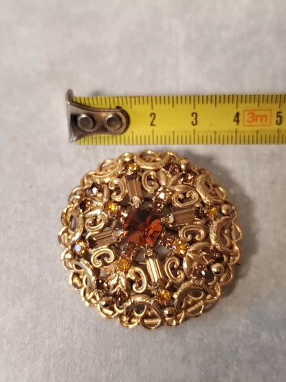 Antique Czech Multicolour Rhinestone Brooch — original seller image 5