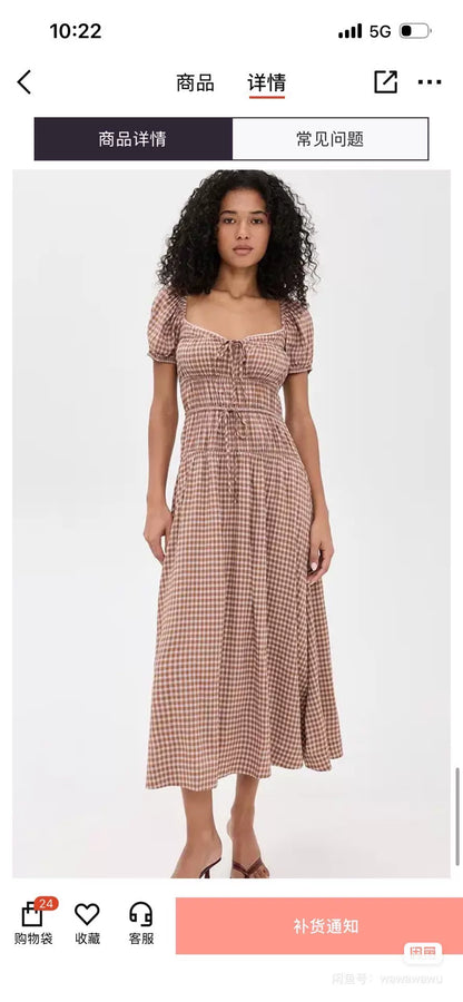 Reformation Rhett Check Midi Dress — product detail 3